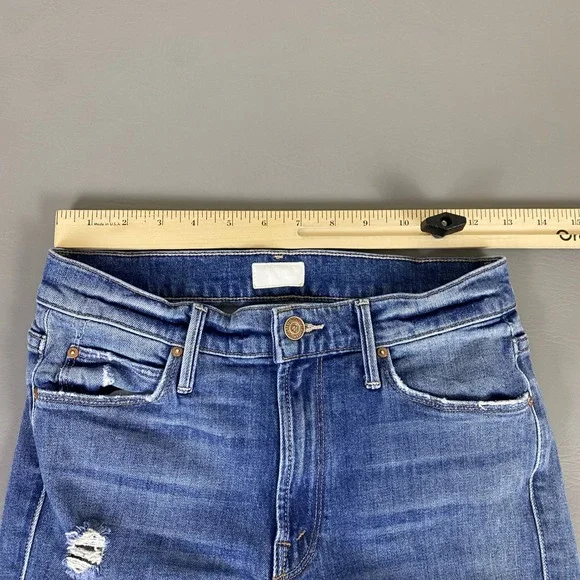 MOTHER The Runaway Weekender Jeans Women's Size 26 Flare Blue Distressed Denim - Picture 7 of 15